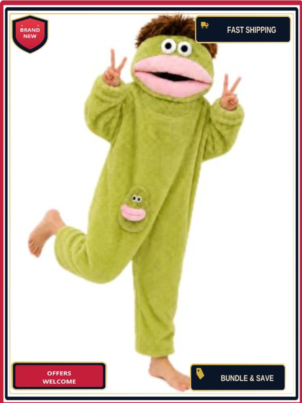 Big Mouth Monster Hooded Fleece Onesie Pajamas with Comb Loose Fit